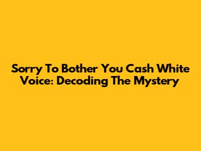 'Sorry To Bother You' Cash White Voice: Decoding The Mystery