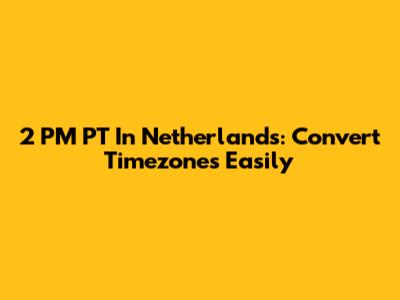 2 PM PT In Netherlands: Convert Timezones Easily