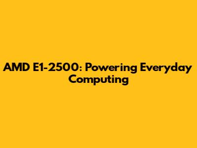 AMD E1-2500: Powering Everyday Computing