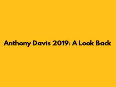 Anthony Davis 2019: A Look Back