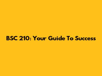 BSC 210: Your Guide To Success