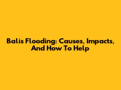 Bali's Flooding: Causes, Impacts, And How To Help