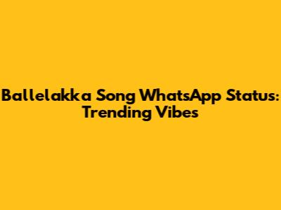 Ballelakka Song WhatsApp Status: Trending Vibes