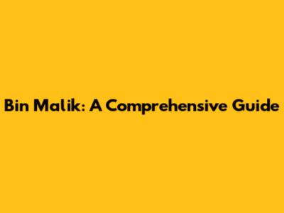 Bin Malik: A Comprehensive Guide