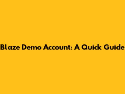 Blaze Demo Account: A Quick Guide