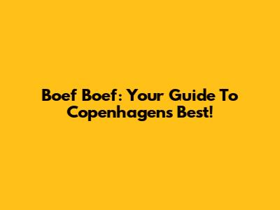 Boef Boef: Your Guide To Copenhagen's Best!