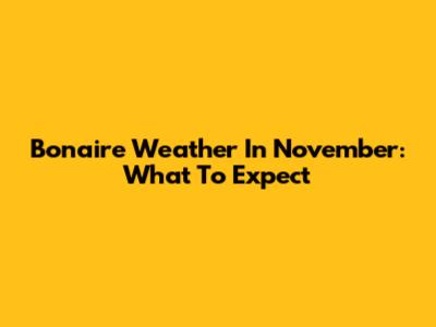 Bonaire Weather In November: What To Expect