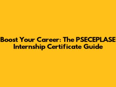 Boost Your Career: The PSECEPLASE Internship Certificate Guide