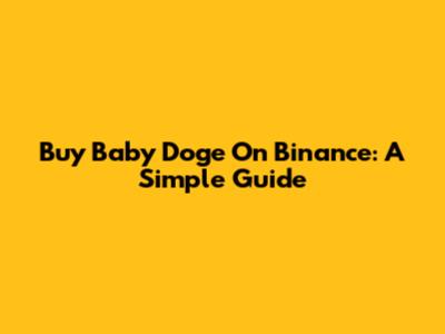 Buy Baby Doge On Binance: A Simple Guide