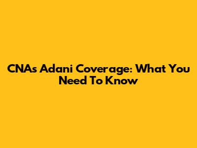 CNA's Adani Coverage: What You Need To Know