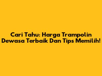 Cari Tahu: Harga Trampolin Dewasa Terbaik Dan Tips Memilih!