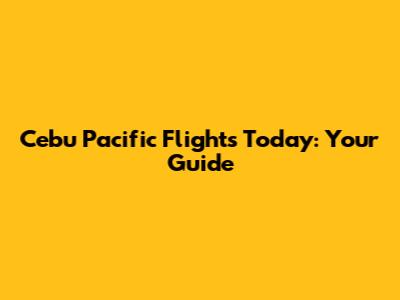 Cebu Pacific Flights Today: Your Guide