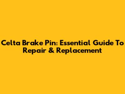 Celta Brake Pin: Essential Guide To Repair & Replacement