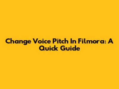 Change Voice Pitch In Filmora: A Quick Guide