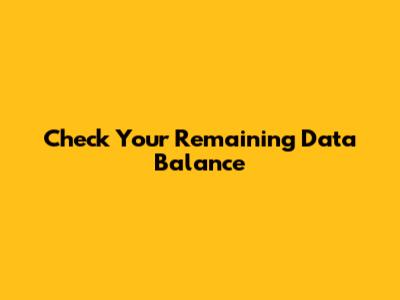 Check Your Remaining Data Balance