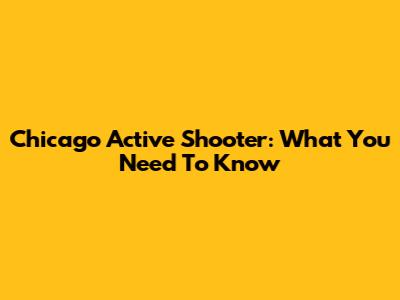 Chicago Active Shooter: What You Need To Know