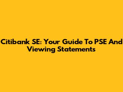 Citibank SE: Your Guide To PSE And Viewing Statements