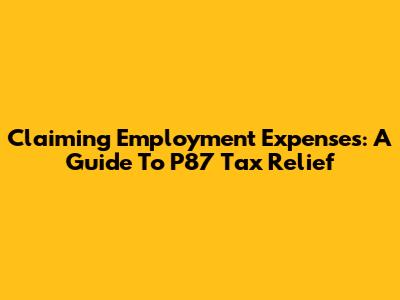Claiming Employment Expenses: A Guide To P87 Tax Relief
