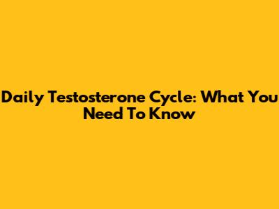 Daily Testosterone Cycle: What You Need To Know