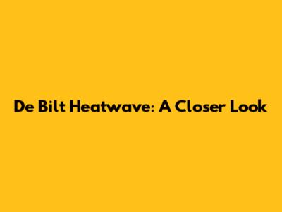 De Bilt Heatwave: A Closer Look