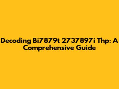 Decoding Bi7879t 2737897i Thp: A Comprehensive Guide