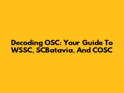 Decoding OSC: Your Guide To WSSC, SCBatavia, And COSC