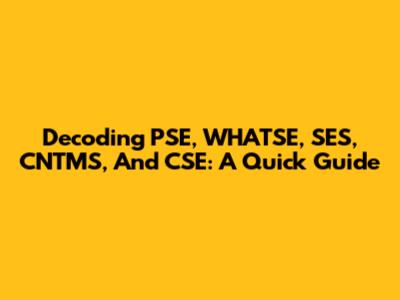 Decoding PSE, WHATSE, SES, CNTMS, And CSE: A Quick Guide