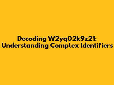 Decoding W2yq02k9z21: Understanding Complex Identifiers