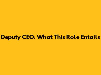 Deputy CEO: What This Role Entails