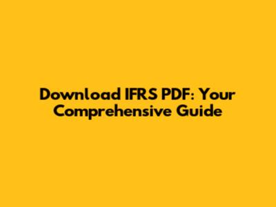 Download IFRS PDF: Your Comprehensive Guide