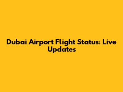 Dubai Airport Flight Status: Live Updates