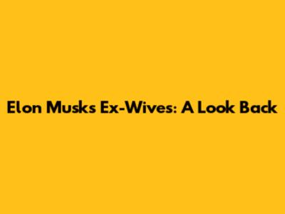 Elon Musk's Ex-Wives: A Look Back