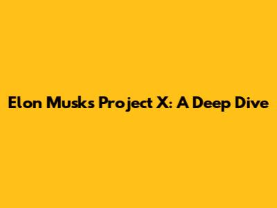 Elon Musk's Project X: A Deep Dive