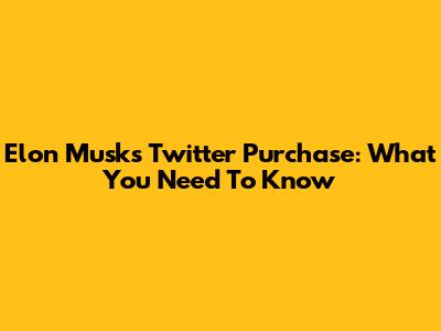 Elon Musk's Twitter Purchase: What You Need To Know