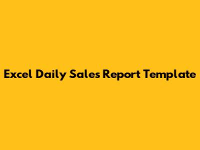 Excel Daily Sales Report Template