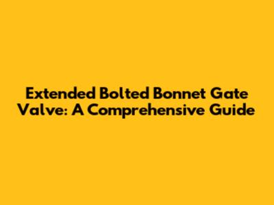 Extended Bolted Bonnet Gate Valve: A Comprehensive Guide