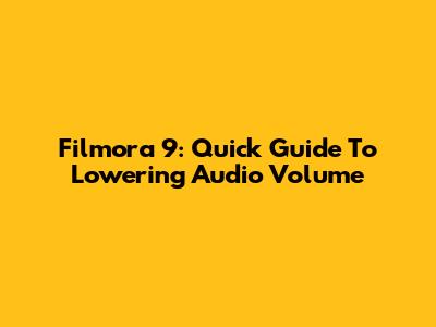 Filmora 9: Quick Guide To Lowering Audio Volume