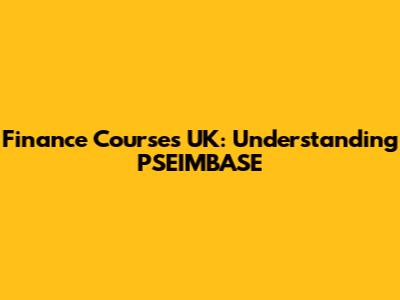 Finance Courses UK: Understanding PSEIMBASE