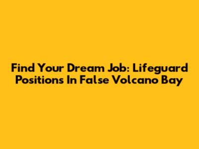 Find Your Dream Job: Lifeguard Positions In False Volcano Bay