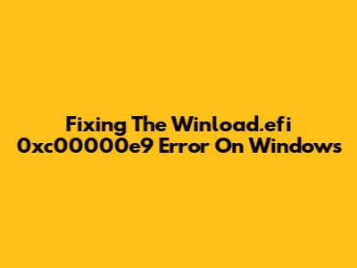 Fixing The Winload.efi 0xc00000e9 Error On Windows