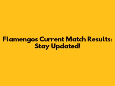 Flamengo's Current Match Results: Stay Updated!