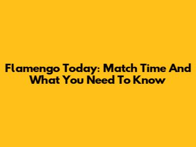 Flamengo Today: Match Time And What You Need To Know
