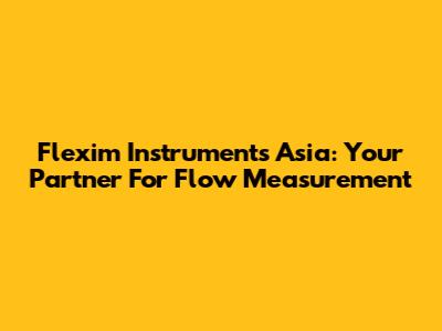 Flexim Instruments Asia: Your Partner For Flow Measurement