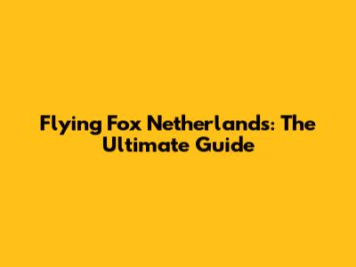 Flying Fox Netherlands: The Ultimate Guide