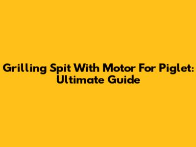 Grilling Spit With Motor For Piglet: Ultimate Guide