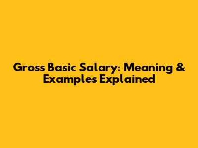 Gross Basic Salary: Meaning & Examples Explained