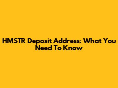 HMSTR Deposit Address: What You Need To Know
