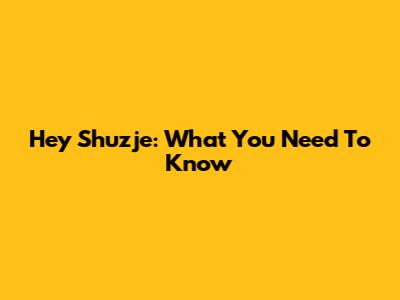 Hey Shuzje: What You Need To Know