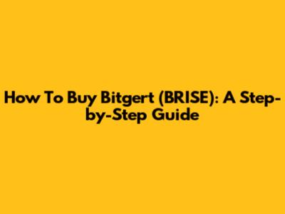 How To Buy Bitgert (BRISE): A Step-by-Step Guide