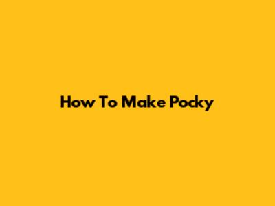How To Make Pocky